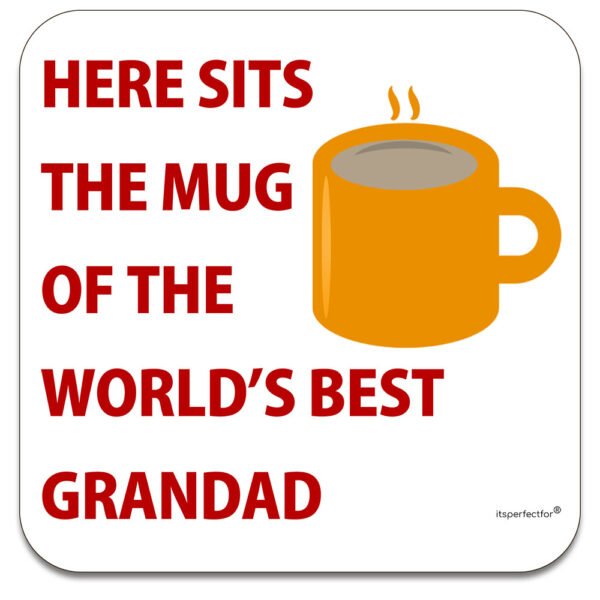 Coaster for the Mug of the World's Best Grandad - Thoughtful & Meaningful Small Gift - 9x9cm