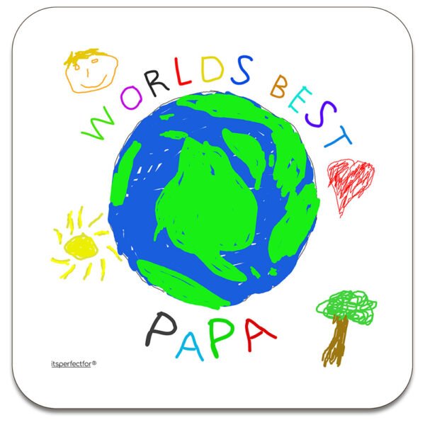 worlds-best-papa-kids-writing-globe-drinks-coaster-gift-AD
