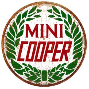 Mini-Cooper-round-sign-Vintage-AD
