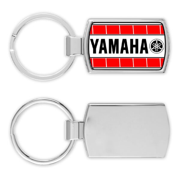 Yamaha-Speedblock-fork-logo-Red-front-and-backMetal-RectangleKeyring