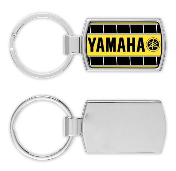 Yamaha-Speedblock-fork-logo-Yellow-front-and-backMetal-RectangleKeyring