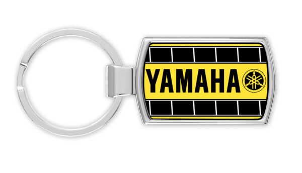 Yamaha-Speedblock-fork-logo-Yellow-front-only-Metal-RectangleKeyring