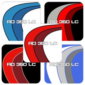 rd350lc yamaha set of 5 drinks coaster each coaster features a different bike model version