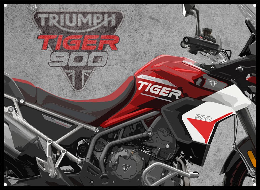 triumph tiger GT Pro 900 metal sign showing image of bike and triumph motorcycles logo