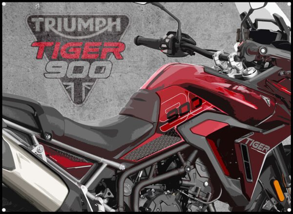 triumph tiger GT Pro 900 metal sign showing image of bike and triumph motorcycles logo