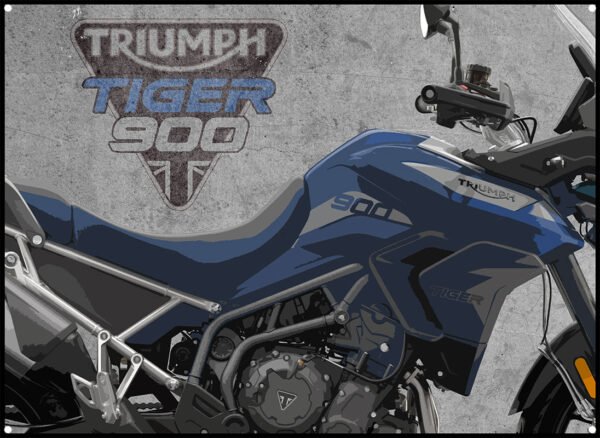 triumph tiger GT Pro 900 metal sign showing image of bike and triumph motorcycles logo
