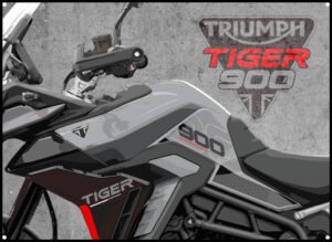 triumph tiger GT Pro 900 metal sign showing image of bike and triumph motorcycles logo