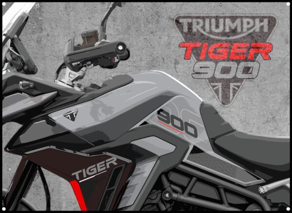 triumph tiger GT Pro 900 metal sign showing image of bike and triumph motorcycles logo