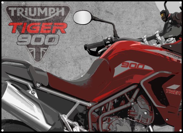 triumph tiger GT Pro 900 metal sign showing image of bike and triumph motorcycles logo