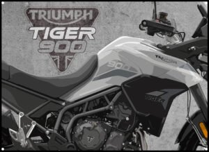 triumph tiger GT Pro 900 metal sign showing image of bike and triumph motorcycles logo