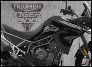triumph tiger GT Pro 900 metal sign showing image of bike and triumph motorcycles logo