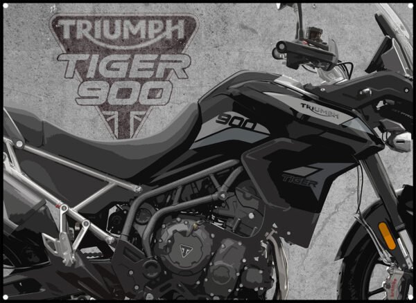 triumph tiger GT Pro 900 metal sign showing image of bike and triumph motorcycles logo