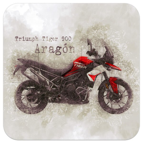 Triumph Tiger 900 GT Pro Art Coaster - Biker Garage, Man Cave or Shed Accessory - Top Quality Motorbike Mat - 9x9cm - Image 3