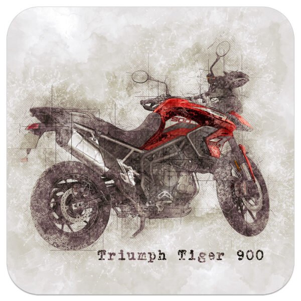Triumph Tiger 900 GT Pro Art Coaster - Biker Garage, Man Cave or Shed Accessory - Top Quality Motorbike Mat - 9x9cm - Image 6