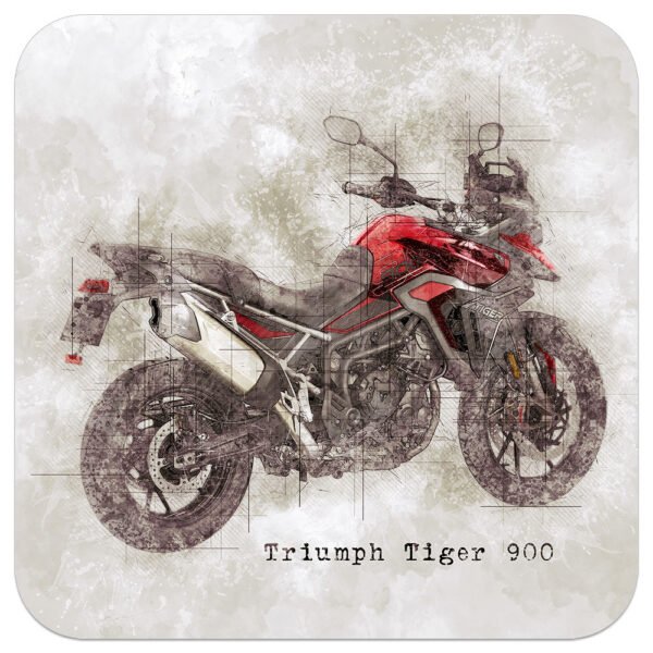 Triumph Tiger 900 GT Pro Art Coaster - Biker Garage, Man Cave or Shed Accessory - Top Quality Motorbike Mat - 9x9cm - Image 5
