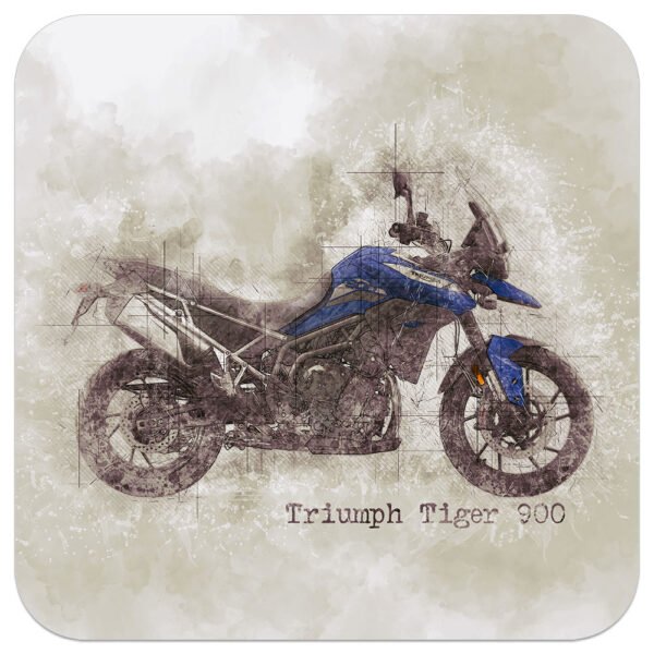 Triumph Tiger 900 GT Pro Art Coaster - Biker Garage, Man Cave or Shed Accessory - Top Quality Motorbike Mat - 9x9cm - Image 4