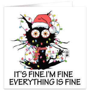 Cat-Fine-im-fine-everything-is-fine-Christmas-Lights-Tangle-xmas card