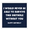 Funny birthday card for work colleague or office friend with cheeky rude workplace humour, dark navy design and white text, ideal for a work bestie, coworker, him or her.